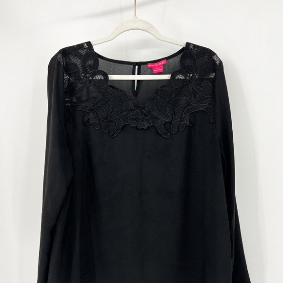 Sunny‎ Leigh Blouse XL Black Floral Embroidered Semi Sheer Boho Top Extra Large - Picture 3 of 11